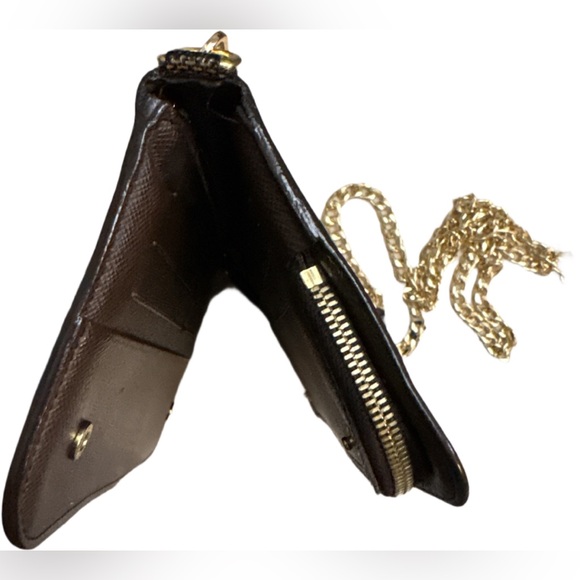 Louis Vuitton Damier Ebene Crossbody Wallet with Gold Chain unbranded 🔥LN - Picture 8 of 11